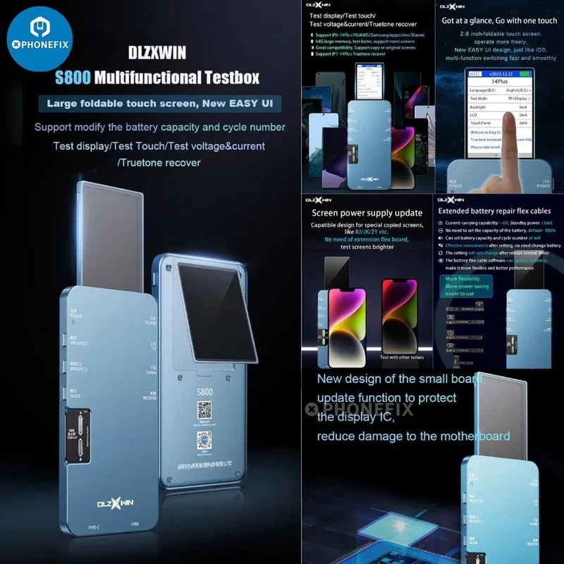 Testeur d'écran DL S800 pour iPhone, Samsung, Huawei, Xiaomi, Oppo, Vivo