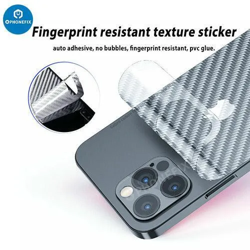 Film de protection arrière 3D autocollant en fibre de carbone pour iPhone 8-15 Pro Max
