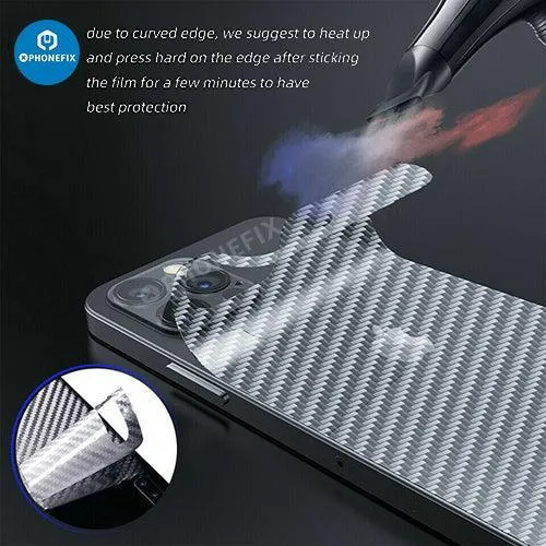 Film de protection arrière 3D autocollant en fibre de carbone pour iPhone 8-15 Pro Max