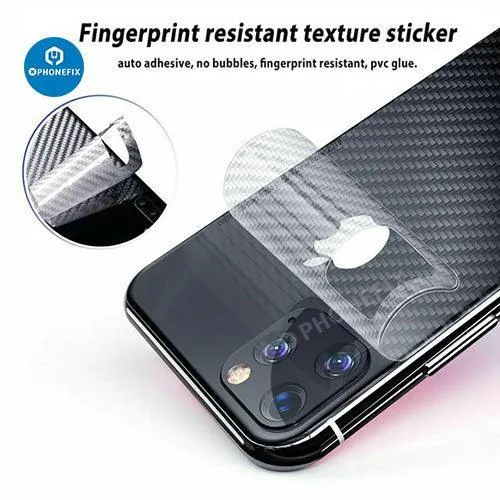 Film de protection arrière 3D autocollant en fibre de carbone pour iPhone 8-15 Pro Max