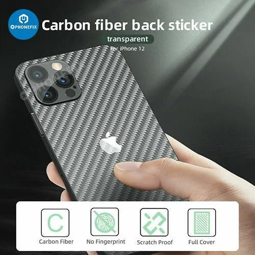 Film de protection arrière 3D autocollant en fibre de carbone pour iPhone 8-15 Pro Max