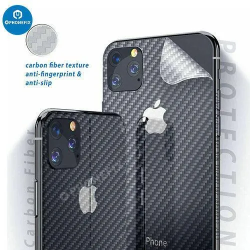 Film de protection arrière 3D autocollant en fibre de carbone pour iPhone 8-15 Pro Max