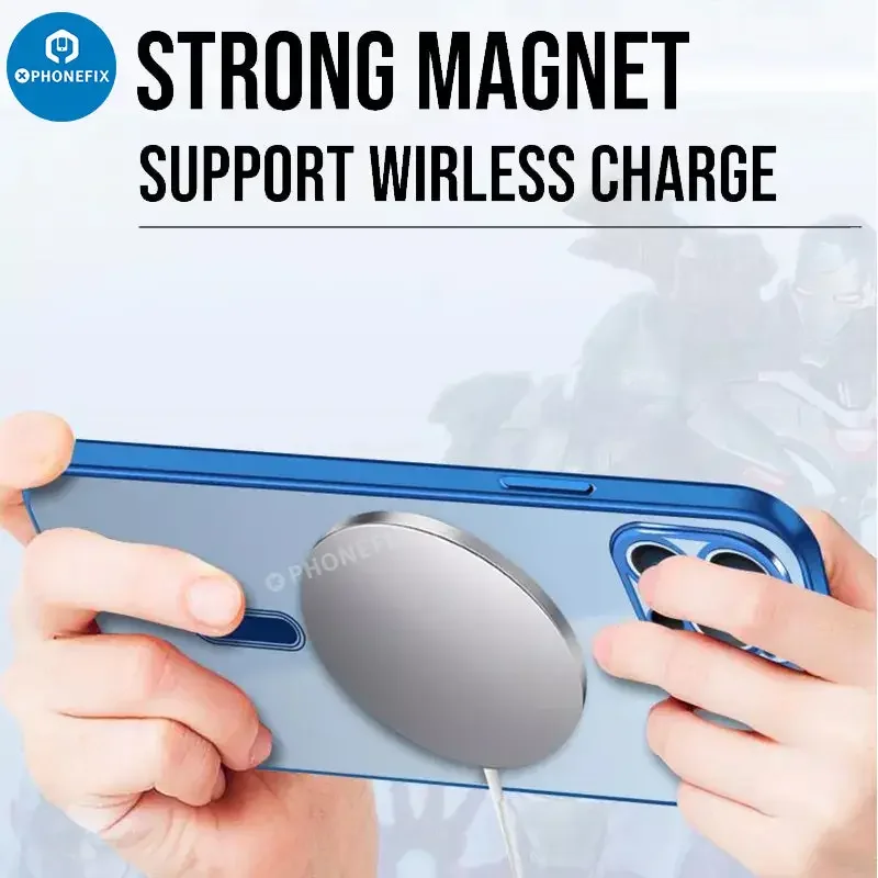 Coque transparente avec MagSafe pour iPhone 12-15 Pro Max Apple