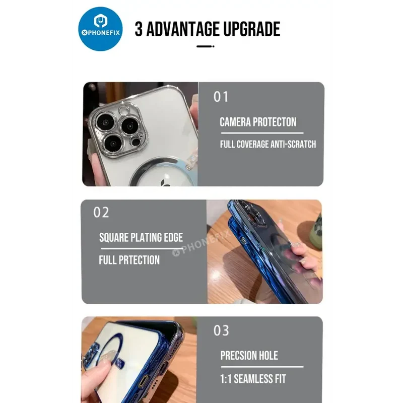 Coque transparente avec MagSafe pour iPhone 12-15 Pro Max Apple