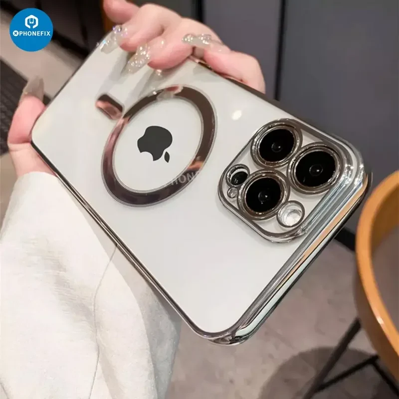 Coque transparente avec MagSafe pour iPhone 12-15 Pro Max Apple