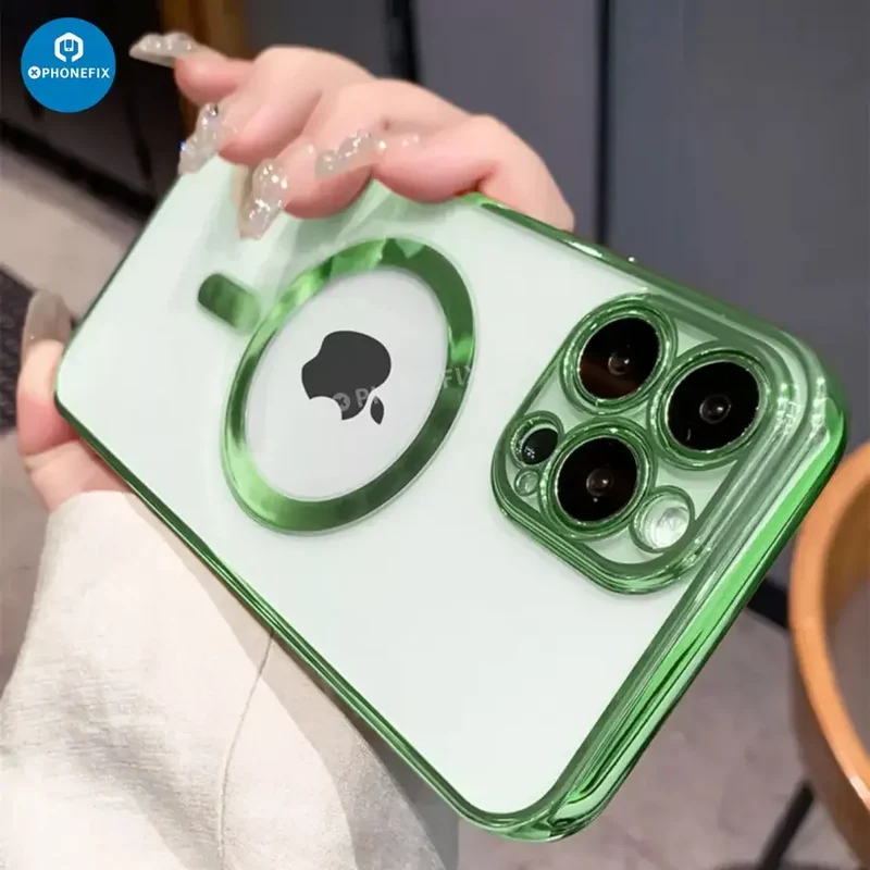 Coque transparente avec MagSafe pour iPhone 12-15 Pro Max Apple