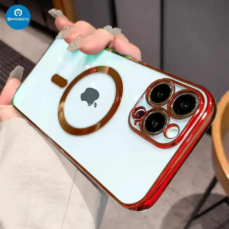 Coque transparente avec MagSafe pour iPhone 12-15 Pro Max Apple