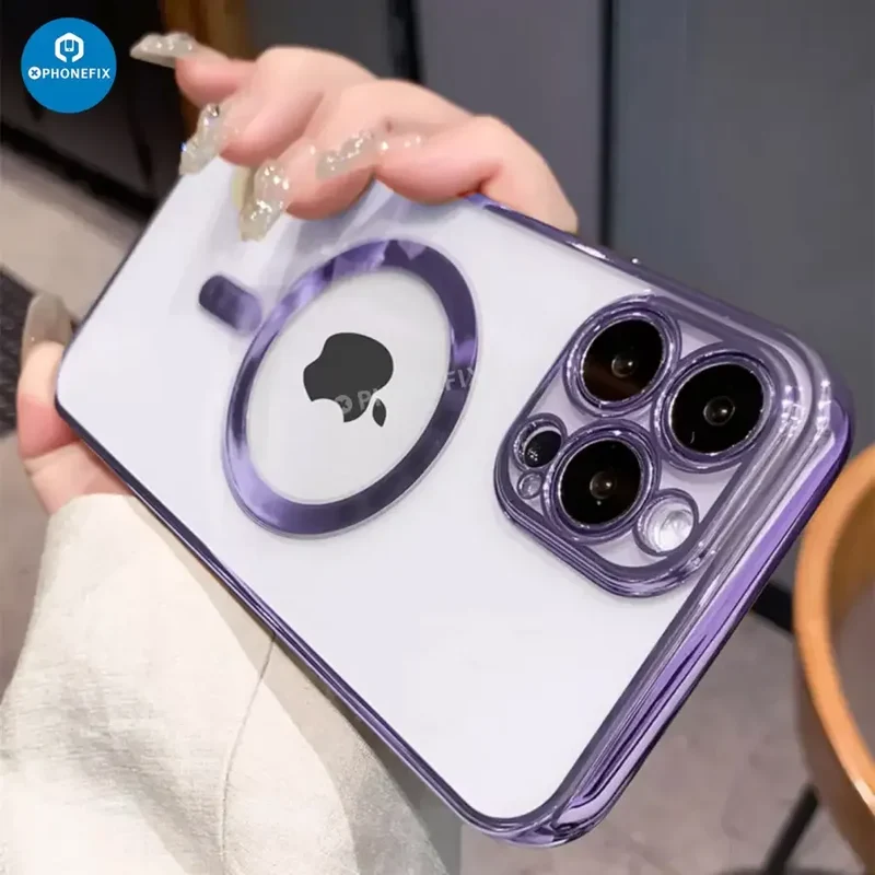 Coque transparente avec MagSafe pour iPhone 12-15 Pro Max Apple
