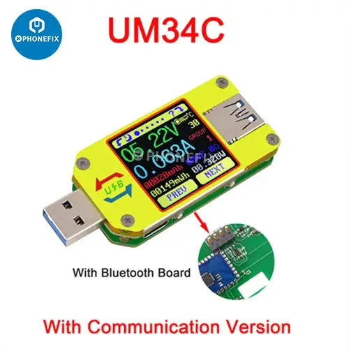 Testeur de tension USB avec écran LCD couleur UM34C UM25C UM24C
