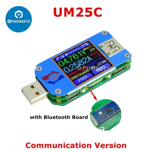 Testeur de tension USB avec écran LCD couleur UM34C UM25C UM24C