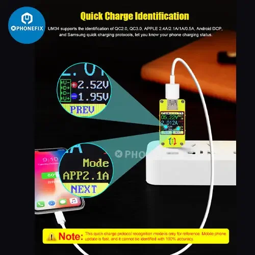 Testeur de tension USB avec écran LCD couleur UM34C UM25C UM24C