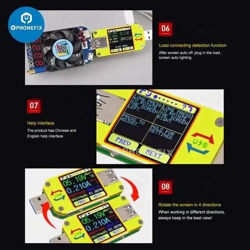 Testeur de tension USB avec écran LCD couleur UM34C UM25C UM24C