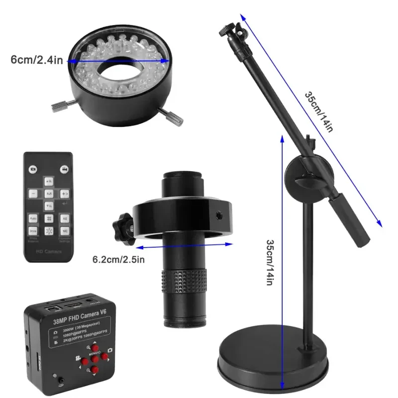Caméra HDMI 38P 1080MP Microscope industriel USB Soudure CMS