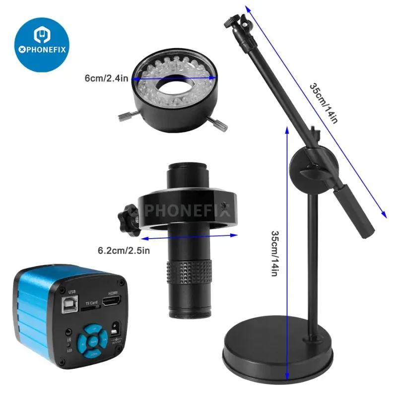 Microscope 4K HDMI USB, caméra vidéo 48 MP, réparation de circuits imprimés