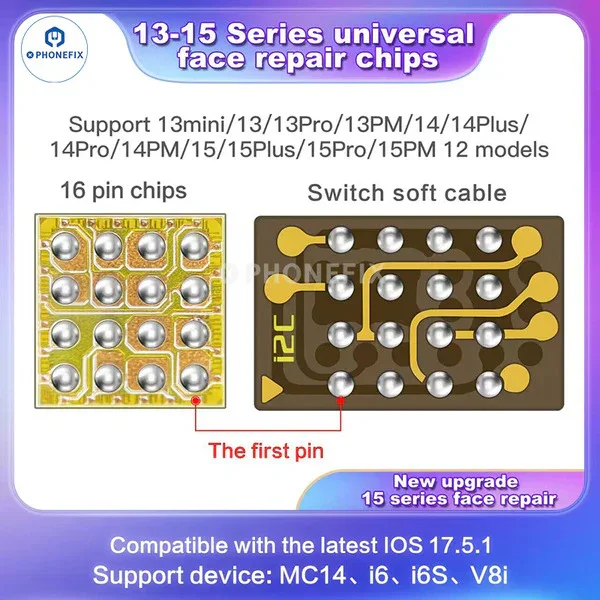 Puce intégrée de réparation Face ID i2C FA02 FA05 pour iPhone X-15 Pro Max
