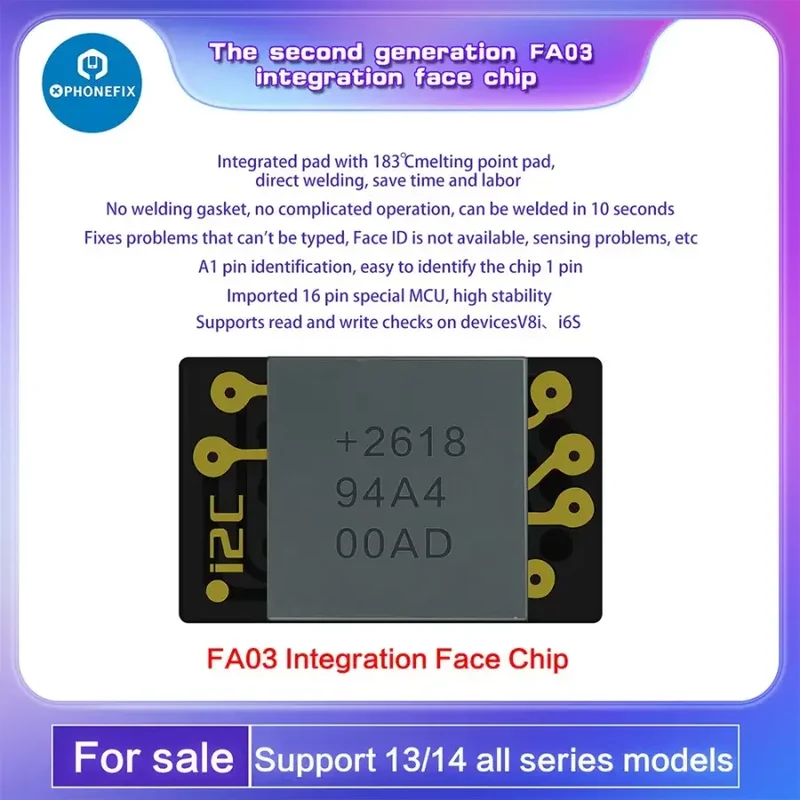 Puce intégrée de réparation Face ID i2C FA02 FA05 pour iPhone X-15 Pro Max