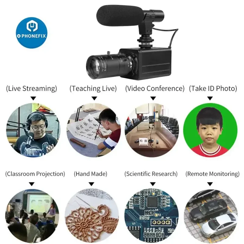 Webcam USB 5.0K 4 MP, zoom optique 10x, caméra HD avec microphone