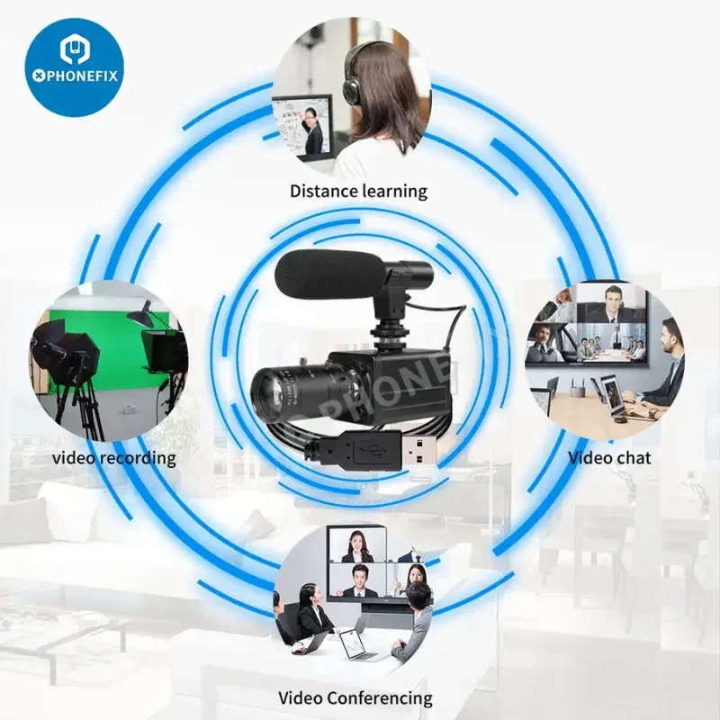 Webcam USB 5.0K 4 MP, zoom optique 10x, caméra HD avec microphone