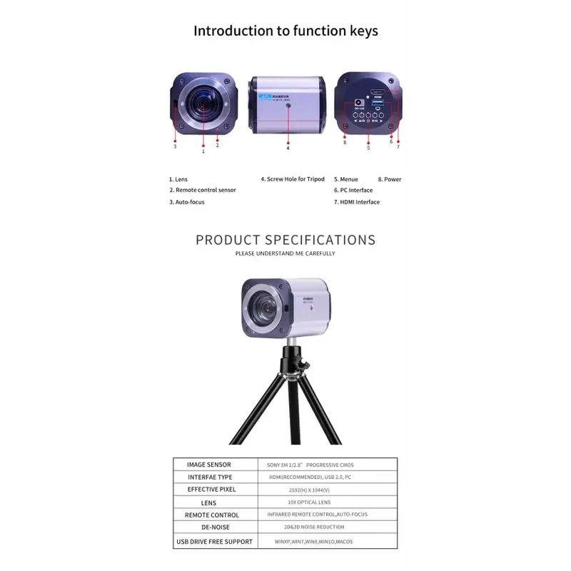 Module de caméra 10P à mise au point automatique 1080X pour diffusion en direct
