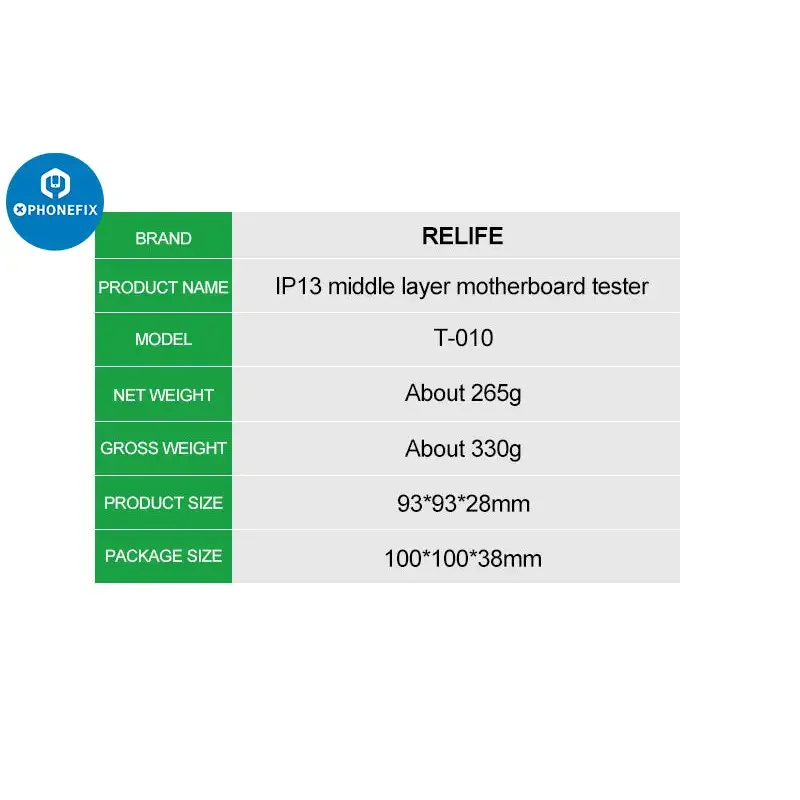 Testeur de carte mère intermédiaire 010 en 4 Relife T-1 pour iPhone 13 Pro Max