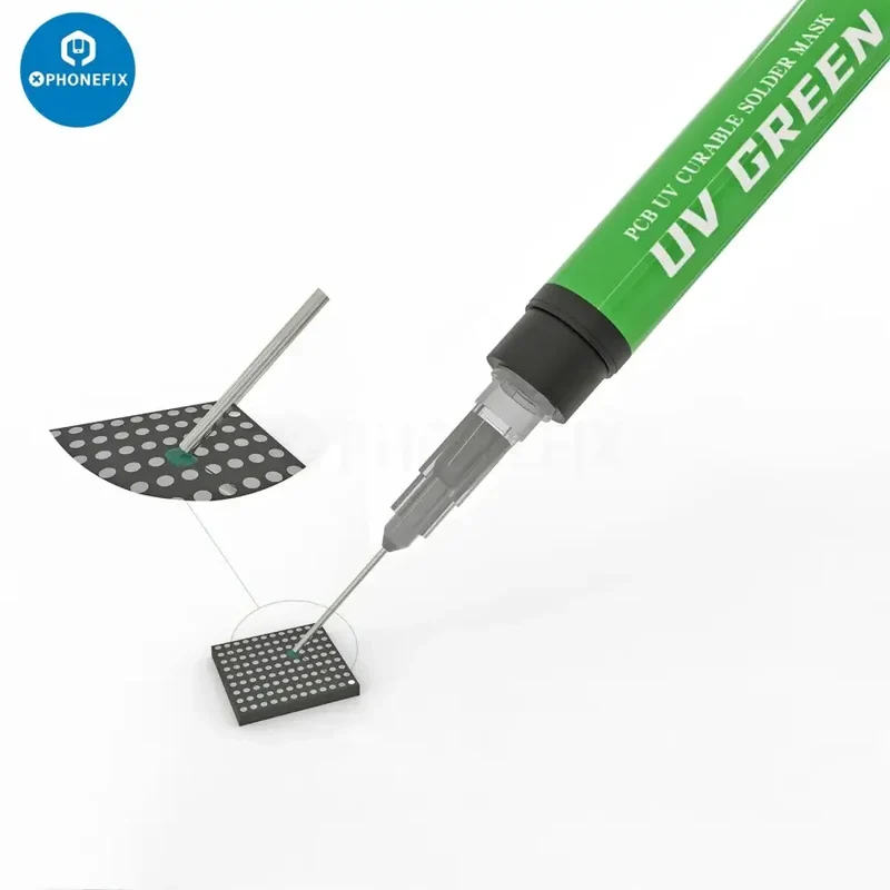 Masque de soudure durcissable aux UV 2UUL, pâte noire verte avec aiguille de 0.6 mm