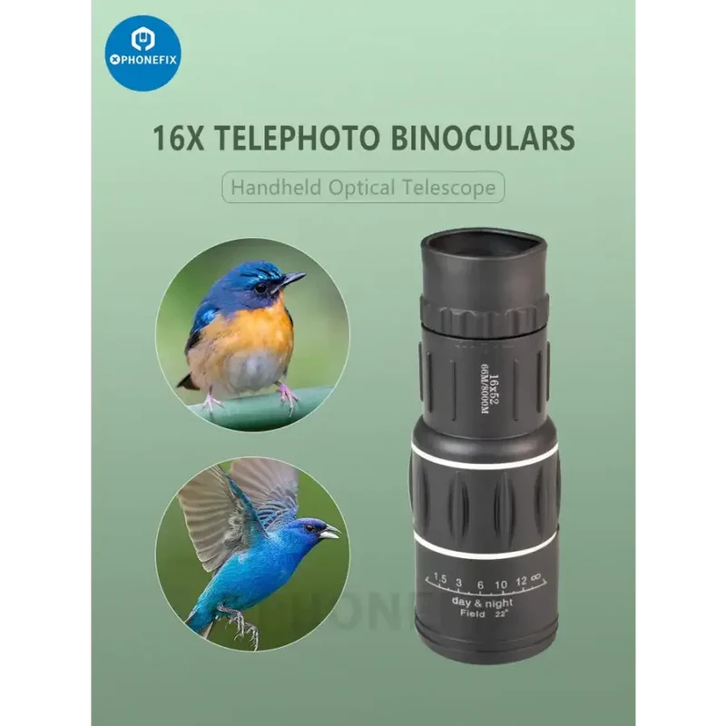 Télescope monoculaire à zoom double focale 16x52, portée HD 66 m/8000 XNUMX m