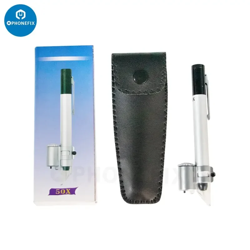 Loupe de poche style stylo 50X avec microscope éclairé