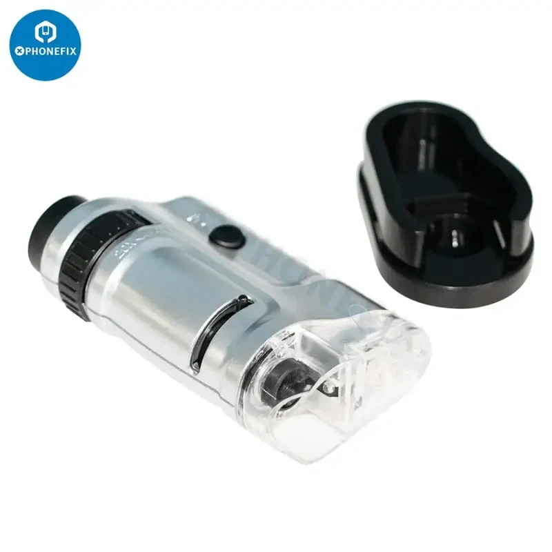 Microscope de poche à éclairage LED 20-40X avec loupe zoom et base coulissante