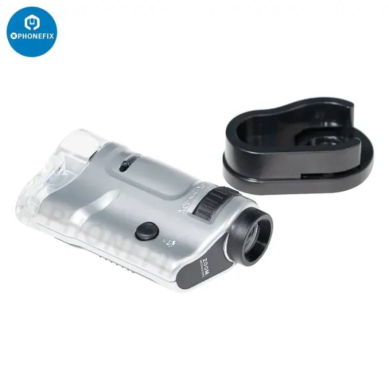 Microscope de poche à éclairage LED 20-40X avec loupe zoom et base coulissante