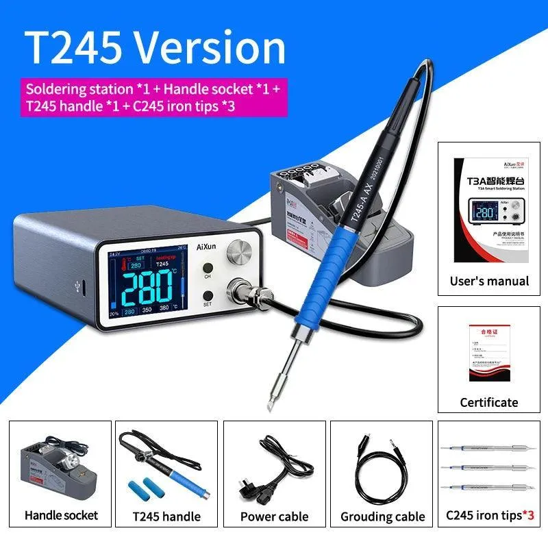 Station de soudage intelligente AiXun T3A 200 W avec poignées T245 T12