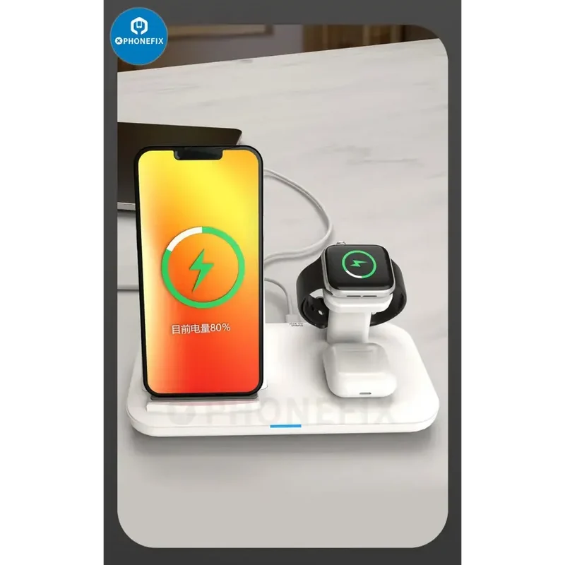 Station de charge sans fil 3 en 1, chargeur rapide pour téléphone, iWatch, AirPods