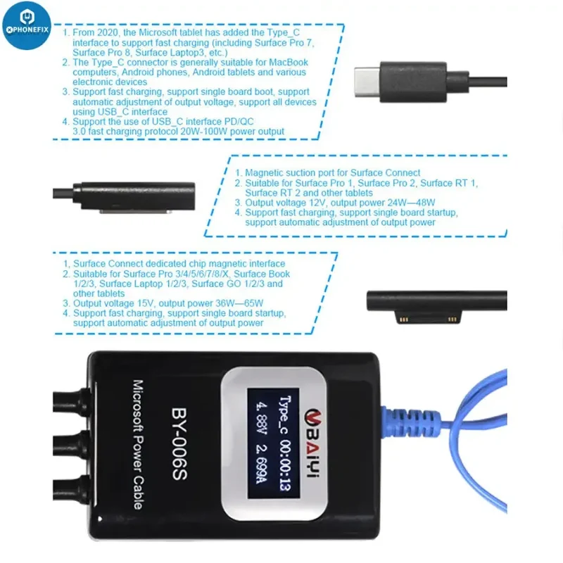 Câble d'alimentation multifonction Microsoft BY-006S pour ordinateur portable Surface