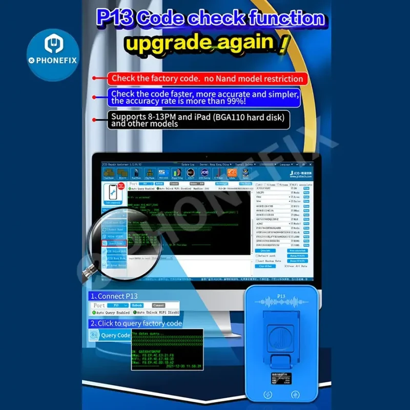 Programmateur NAND PCIE JC P13 iBox2 iRepair P12 pour iPhone 6-13 Promax