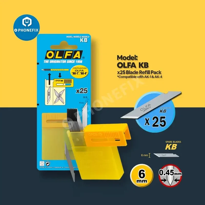 Couteau de découpe OLFA AK-1 avec lames de 25 KB