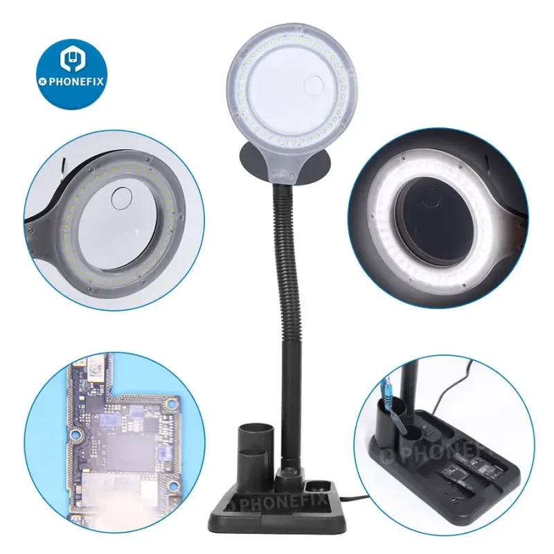 Lampe loupe de bureau à LED 5X 10X 40 avec lumière LED réglable