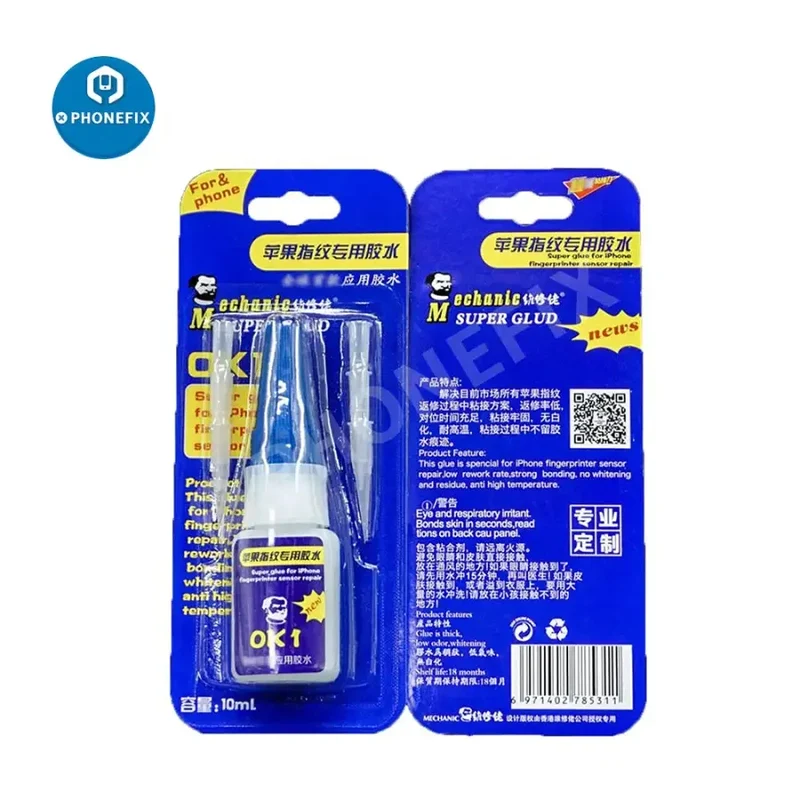 Colle Super Glue OK10 1 ml pour réparation et entretien du capteur d'empreintes digitales de l'iPhone