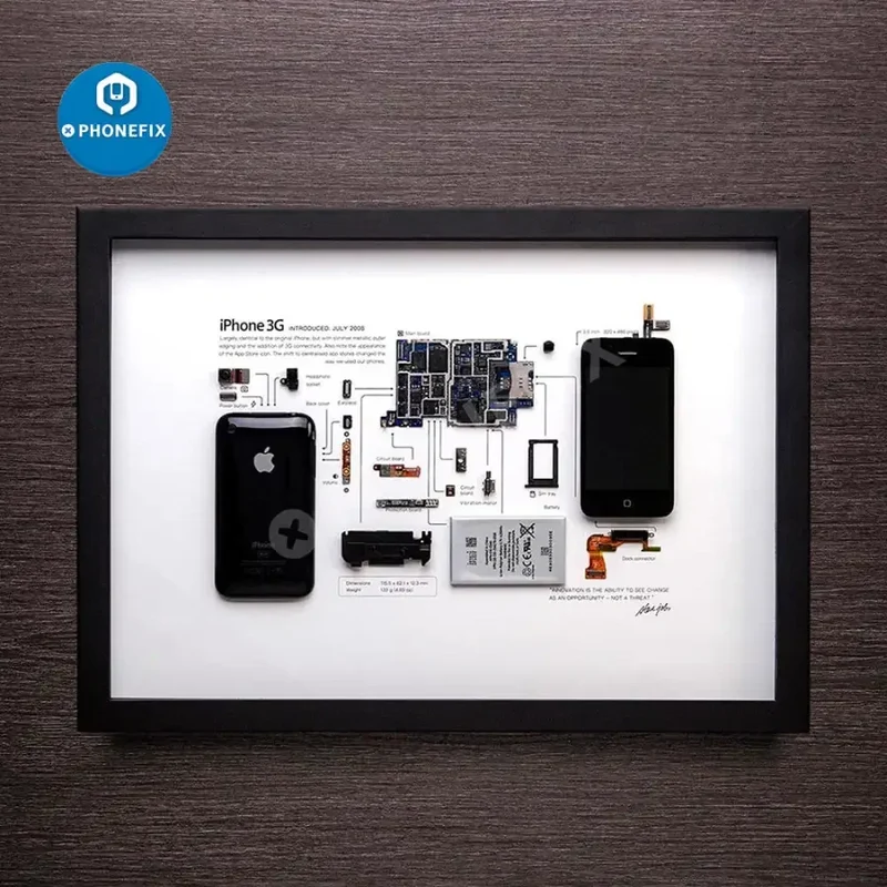 Cadre photo Apple 3D démontable pour anciennes collections d'iPhone encadrées