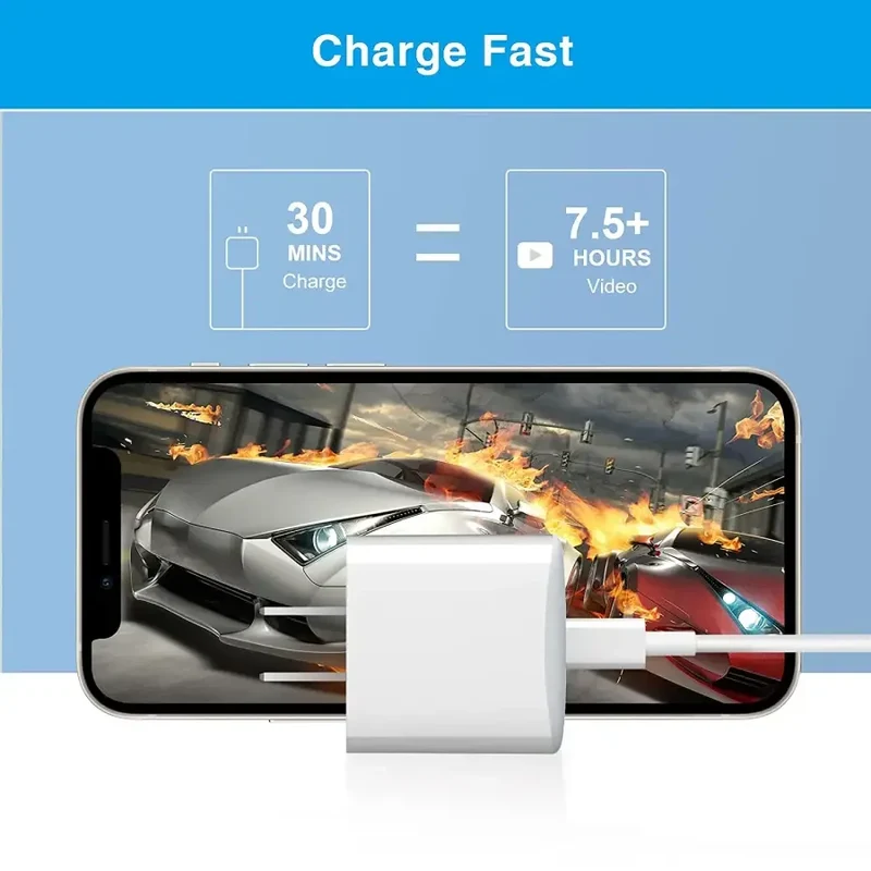 Chargeur mural rapide USB-C certifié 20 W pour adaptateur secteur Apple USB-C