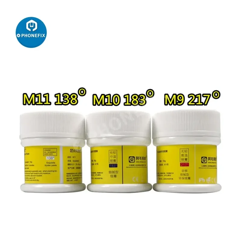 Pâte à souder AMAOE M9 M10 M11 138 183 217 degrés Flux d'étain