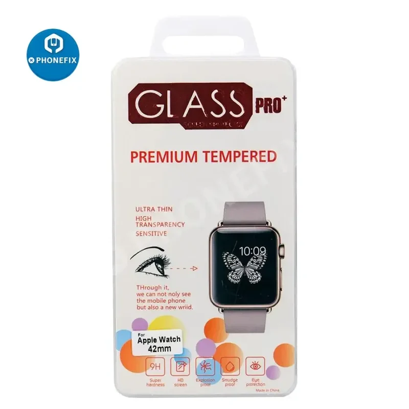 Film protecteur d'écran en verre trempé 9H 0.2 mm pour Apple Watch 42 mm
