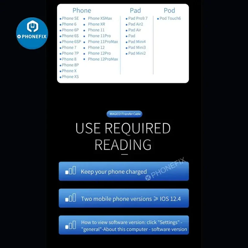 Câble de données Magico iTransfer IOS Lightning Type-C pour iPhone iPad