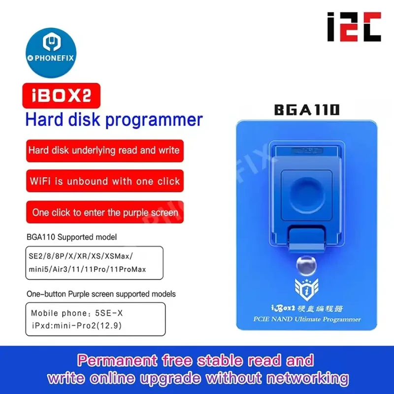 Outil de réparation de boîtier ibox P12, programmateur NAND BGA110, écran violet DFU