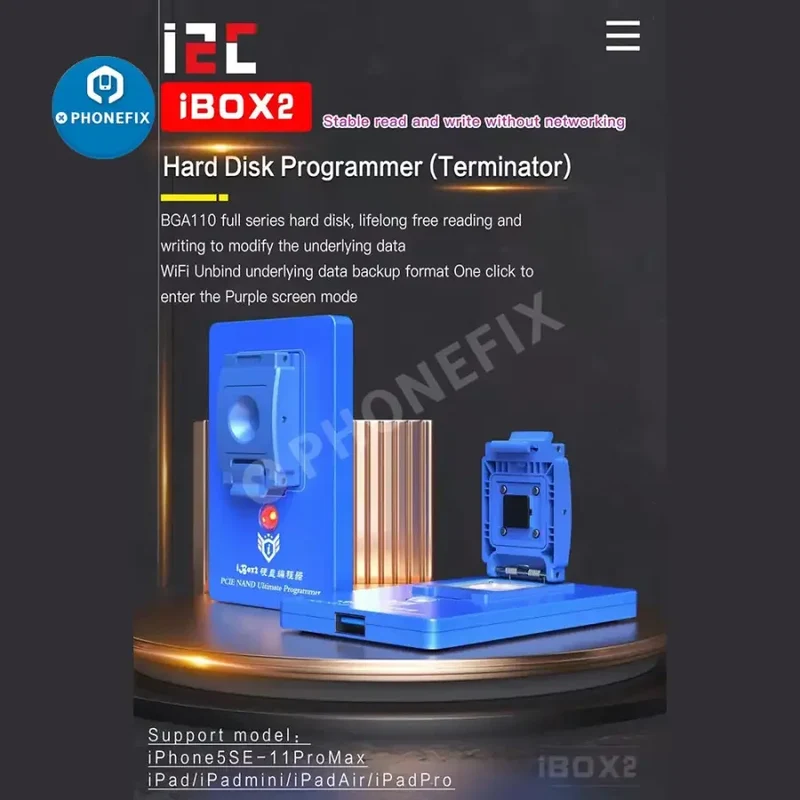 Outil de réparation de boîtier ibox P12, programmateur NAND BGA110, écran violet DFU