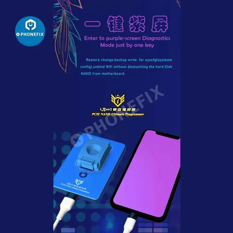 Outil de réparation de boîtier ibox P12, programmateur NAND BGA110, écran violet DFU