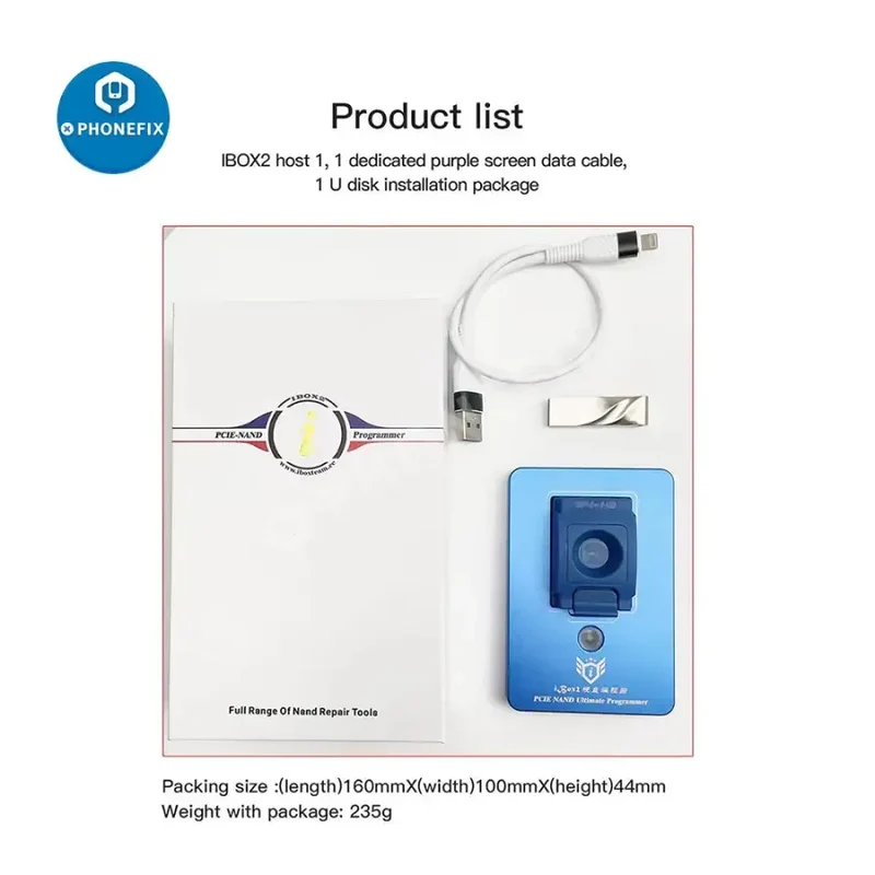 Outil de réparation de boîtier ibox P12, programmateur NAND BGA110, écran violet DFU