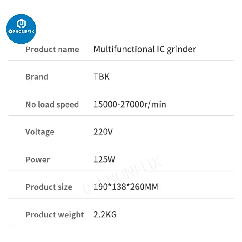 TBK 125W IC Grinder Plateforme de polissage d'écran de carte mère
