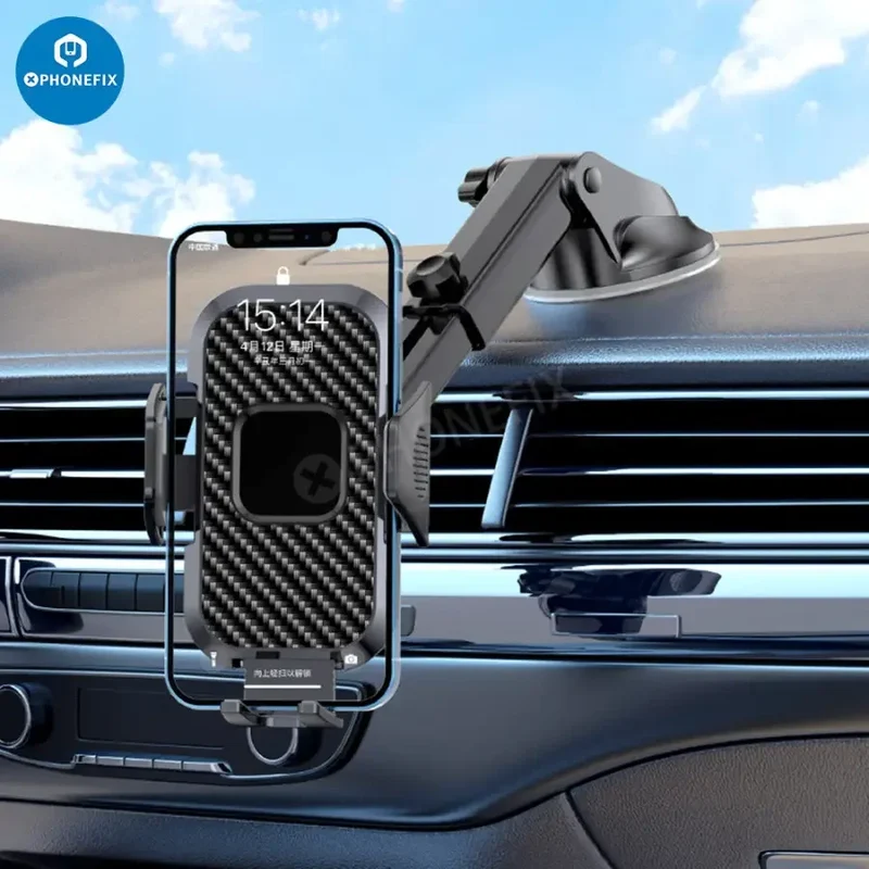 Support de téléphone pour voiture, fixation sur grille d'aération de tableau de bord