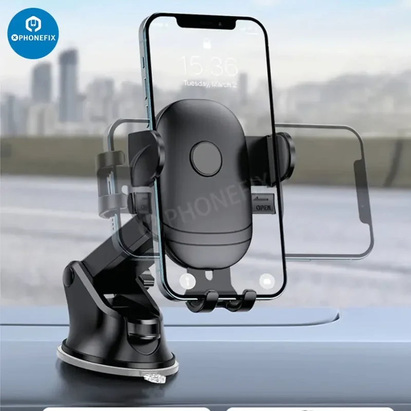 Support de téléphone pour voiture, fixation sur grille d'aération de tableau de bord