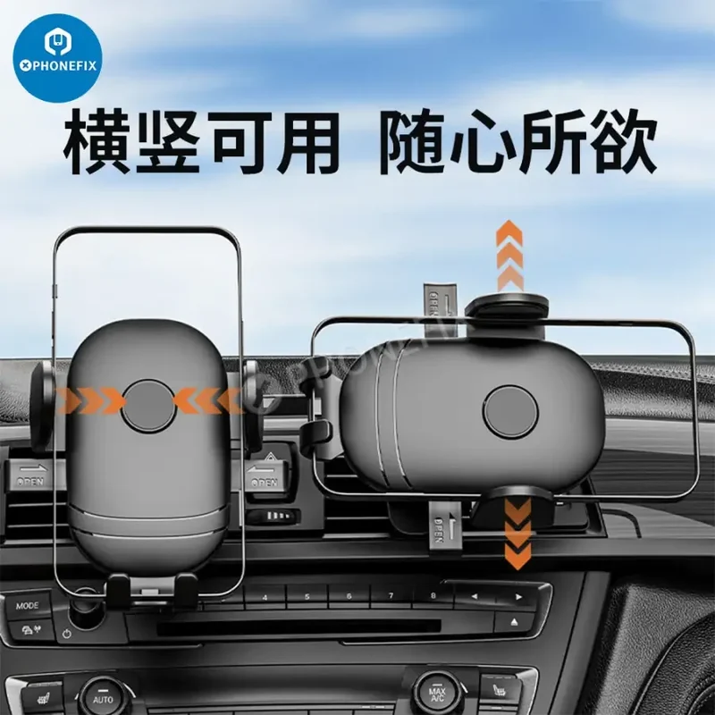 Support de téléphone pour voiture, fixation sur grille d'aération de tableau de bord