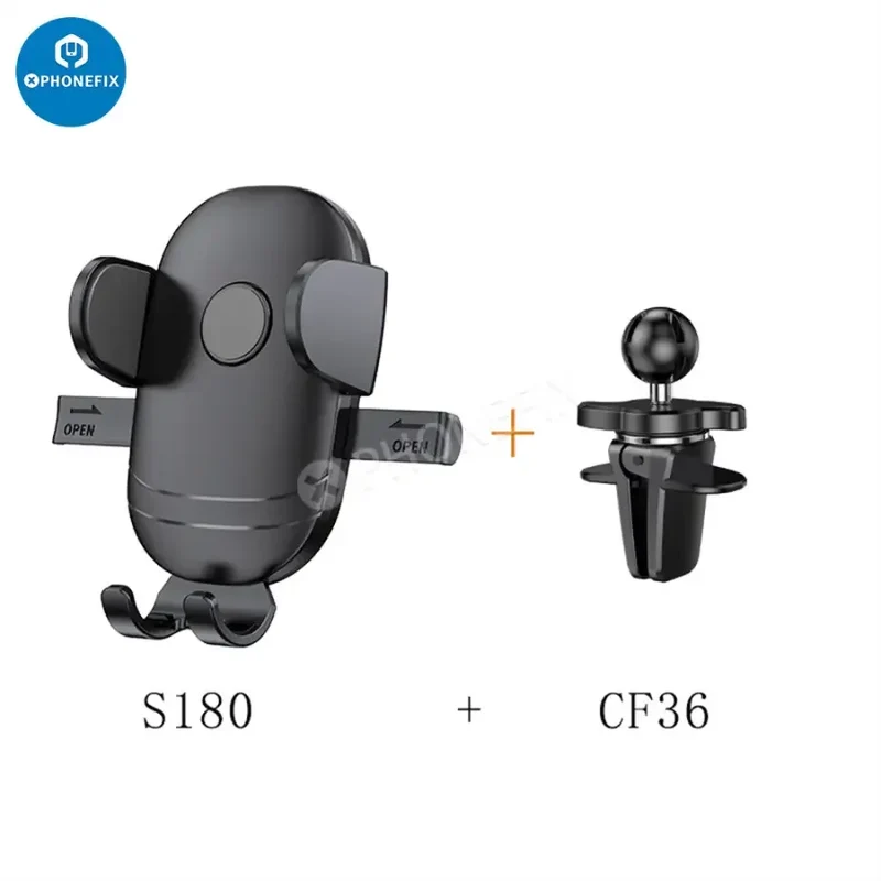 Support de téléphone pour voiture, fixation sur grille d'aération de tableau de bord